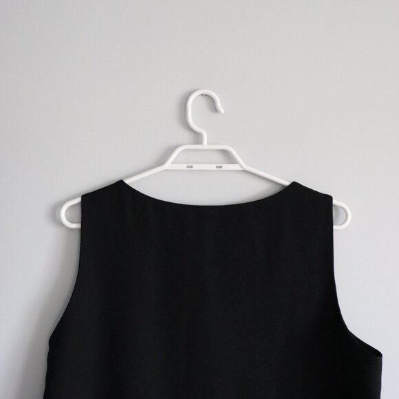 Oak + Fort Women's Black Sz L Relaxed Sleeveless Lined Crewneck Midi Dress - Picture 5 of 12